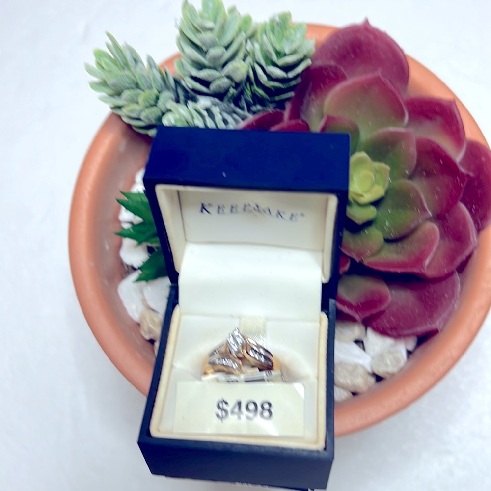 NWT KEEPSAKE DIAMOND RING DEAREST size 7.0 GOLD 14K